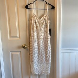 Lulu's Lace Midi Dress in Cream
